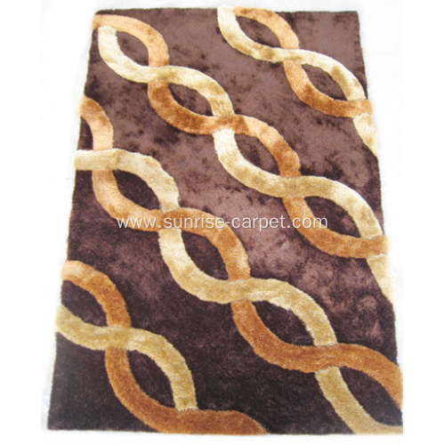 Elastic and Silk Mix Shaggy Rug 3D Design